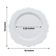 10 Inch White Plastic Dinner Plates Pack Of 10 Disposable With Silver Scalloped Rim