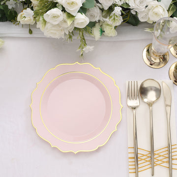 Elegant Blush Plastic Dessert Salad Plates for Stylish Table Settings