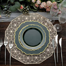 Disposable Round Salad Plates With Emerald Green And Gold Rim