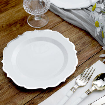 Elegant White Plastic Dessert Salad Plates
