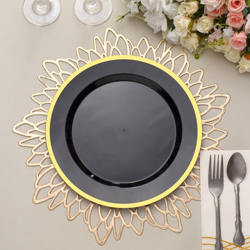 Elegant Black and Gold Dinner Plates for Stylish Events