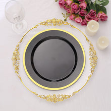 Regal Black And Gold 10 Inch Round Plastic Dinner Plates Pack Of 10 