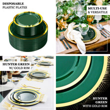 10 Inch Gold Rimmed Dinner Plates In Hunter Emerald Green
