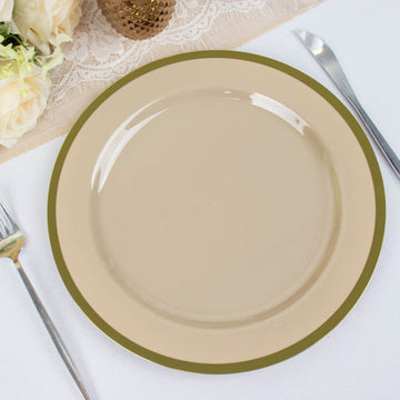 Elegant Regal Taupe and Gold Plastic Dinner Plates