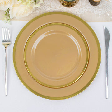 Elegant and Versatile Regal Gold Round Plastic Dessert Plates