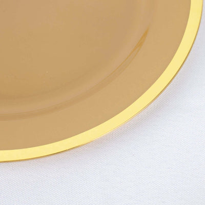 Gold rimmed plate with a glossy finish.