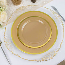 10 Pack | 7inch Regal Gold Round Plastic Dessert Plates