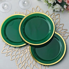 7 Inch Round Appetizer Salad Plates With Gold Rim Hunter Emerald Green