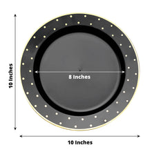 10 Pack 10 Inch Black Gold Dot Rim Round Dinner Plates