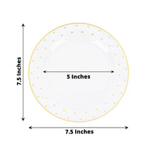 10 Pack Disposable 7.5 Inch Clear Plates with Gold Dot Rim Design