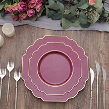 11 Inch Baroque Plates With Scalloped Edges In Burgundy