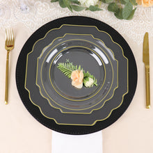 10 Pack Disposable Clear Hard Plastic Plates with Gold Rim in Baroque Design 11 Inch