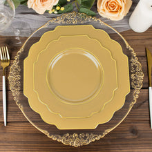 8 Inch Gold Plastic Plates With Baroque Design
