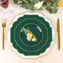 10 Pack of 8 Inch Disposable Hunter Emerald Green Hard Plastic Plates with Gold Rim 