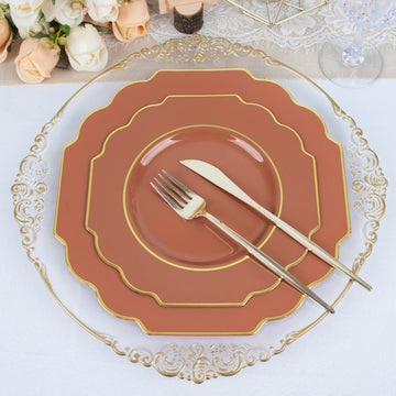 Terracotta (Rust) Hard Plastic Dessert Plates - The Perfect Tableware for Any Occasion
