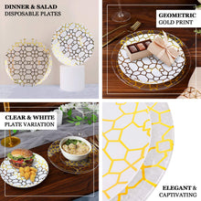 9 Inch 7 Inch Gold Print White Clear Geometric Salad Dinner Plates