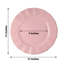 10 Pack | 11 Dusty Rose Plastic Party Plates With Gold Ruffled Rim, Round Disposable Dinner Plates