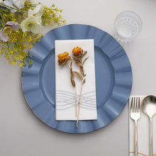 10 Pack | 11 Ocean Blue Plastic Party Plates With Gold Ruffled Rim, Round Disposable Dinner Plates