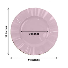 10 Pack | 11 Lavender Lilac Plastic Party Plates With Gold Ruffled Rim, Round Disposable Dinner Pla