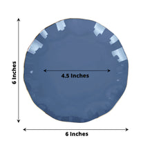 Hard Plastic 6 Inch Round Ocean Blue Plate With Gold Rim