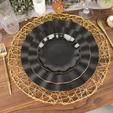Disposable Appetizer Dinnerware Black 6 Inch Gold Rim