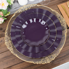 Gold Rimmed Purple Plastic Dessert Plates 6 Inch