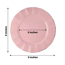Dusty Rose Plates With Sunray Gold Ruffled Rim In 9 Inch Size