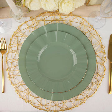 Durable and Sustainable Dusty Sage Green Disposable Dinner Plates