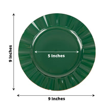 10 Pack Of Hunter Emerald Green Hard Plastic Gold Ruffled Rim Design Plates 9 Inch 
