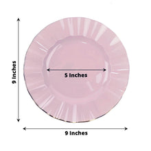 10 Pack 9 Inch Size Lavender Lilac Plastic & Foil Wide Ruffled Rim With Gold Edging Dinner Plates