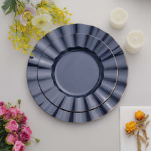 9 Inch Size Navy Blue Plates With Gold Edging