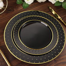 Gold And Black 7.5 Inch Salad Plates With 3D Rim Design 10 Pack