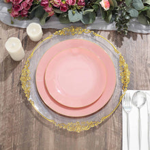 10 Inch Round Dusty Rose Plates With Gold Edge