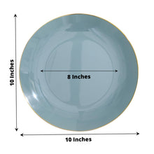 10 Inches Dusty Blue Round Plates With Gold Rim In Pack Of 10