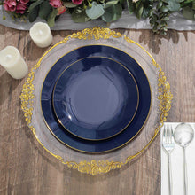 Disposable Navy Blue Plastic Dinner Plates With Gold Rim