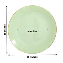 10 Inch Gold Rimmed Sage Green Round Dinner Plates 10 Pack