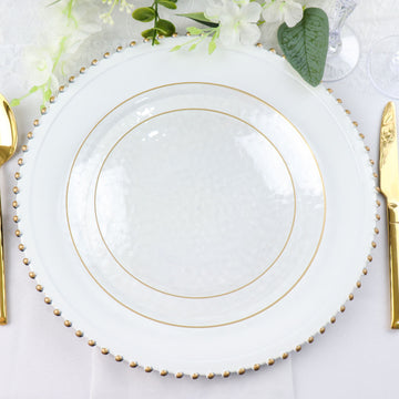 Disposable Salad Party Plate with Gold Rim