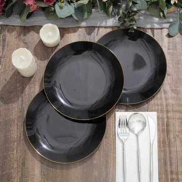 Stylish and Functional Black Plates with Gold Rim