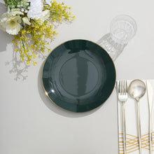 8 Inch Disposable Dessert Plates in Hunter Emerald Green and Gold