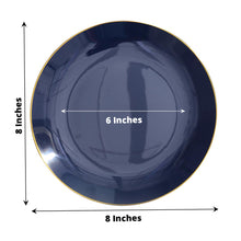 10 Pack Of Navy Blue Appetizer Plates with Gold Rim
