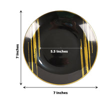 10 Pack Disposable 7 Inch Black & Gold Brush Stroked Round Plastic Party Plates