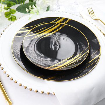 Elegant Black and Gold Dessert Plates for Your Special Occasions