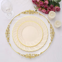 10 Pack | 7.5inch Ivory / Gold Flair Rim Plastic Dessert Appetizer Plates, Round Salad Plates