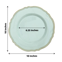 Jade Plastic Dinner Plates With Gold Scalloped Rim 10 Pack
