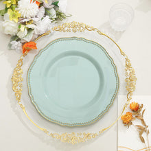 10 Pack Of Jade Plastic Dinner Plates With Gold Rim