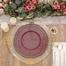 10 Inch Cinnamon Rose Plastic Dinner Plates With Gold Scalloped Rim