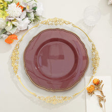 10 Inch Cinnamon Rose Color Gold Scalloped Rim Plastic Dinner Plates