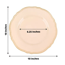 Nude Plastic Dinner Plates With Gold Scalloped Rim 10 Pack