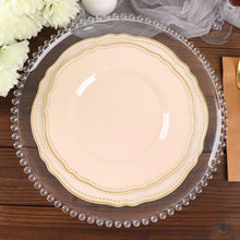 10 Inch Size Nude Plastic Dinner Plates With Gold Rim