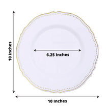 White Dinner Plates With Gold Scalloped Rim In 10 Inch Size